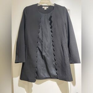 H&M Black Long blazer with scalloped closure hem